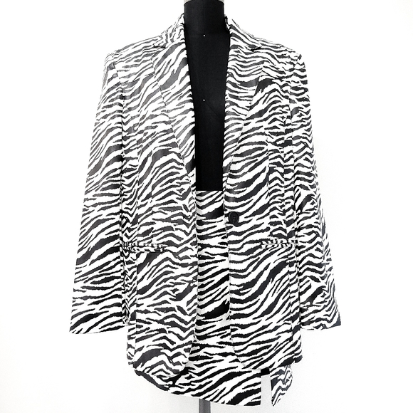 Free People x Ronny Kobo Zebra Faux Leather Oversized Blazer Skirt Set - Picture 6 of 16